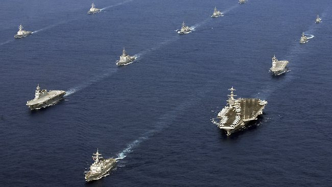 Mỹ sẽ đưa 60% đội tàu hải quân đến Thái Bình Dương vào năm 2020. Mỹ-Nhật thường xuyên tiến hành diễn tập liên hợp nhằm tăng cường khả năng tác chiến liên hợp. Trong hình là Mỹ-Nhật diễn tập quân sự liên hợp trên biển Hoa Đông. Mỹ sẽ đưa 60% đội tàu hải quân đến Thái Bình Dương vào năm 2020. Mỹ-Nhật thường xuyên tiến hành diễn tập liên hợp nhằm tăng cường khả năng tác chiến liên hợp. Trong hình là Mỹ-Nhật diễn tập quân sự liên hợp trên biển Hoa Đông.