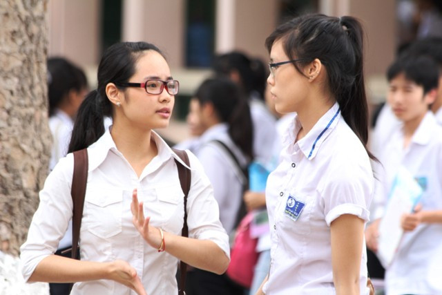 Thí sinh cho biết, đề Địa lý độ khó ở mức trung bình. Ảnh Xuân Trung Thí sinh cho biết, đề Địa lý độ khó ở mức trung bình. Ảnh Xuân Trung