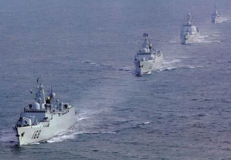 Biên đội tàu chiến chủ lực Hạm đội Nam Hải (ảnh tư liệu)