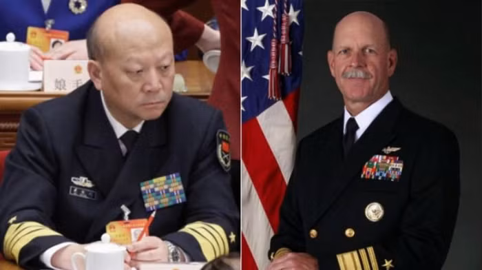 Tư lệnh Hải quân Trung Quốc Ngô Thắng Lợi và Tư lệnh Hạm đội Thái Bình Dương Mỹ Scott Swift (ảnh minh họa)