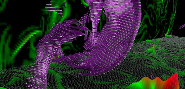 Chúng ta hít thở không khí hàng ngày nhưng đâu biết hình thù của chúng ra sao? Bức ảnh trên được giới nghiên cứu xây dựng trong không gian 3D cùng sự cố gắng mô tả lại những hỗn loạn và tương tác của không khí khi tiếp xúc với bề mặt chất lỏng. Chúng ta hít thở không khí hàng ngày nhưng đâu biết hình thù của chúng ra sao? Bức ảnh trên được giới nghiên cứu xây dựng trong không gian 3D cùng sự cố gắng mô tả lại những hỗn loạn và tương tác của không khí khi tiếp xúc với bề mặt chất lỏng.