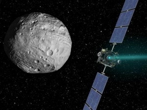 Hình ảnh tàu vũ trụ Dawn quay quanh tiểu hành tinh khổng lồ Vesta. (Nguồn: NASA) Hình ảnh tàu vũ trụ Dawn quay quanh tiểu hành tinh khổng lồ Vesta. (Nguồn: NASA)