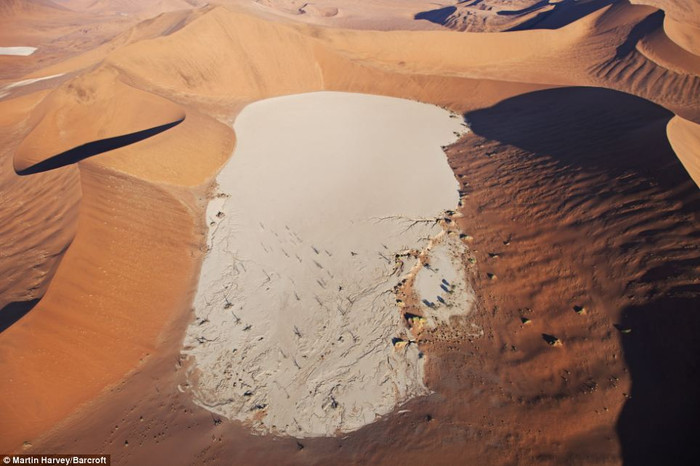 Chảo muối ở sa mạc Namib, Namibia.