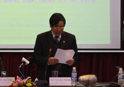 Ông Vũ Xuân Thành công bố kết quả thanh tra bản quyền truyền hình . Ảnh: Xuân Thanh Ông Vũ Xuân Thành công bố kết quả thanh tra bản quyền truyền hình . Ảnh: Xuân Thanh