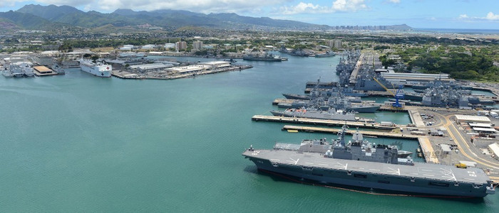 Tàu chiến các nước đậu ở Trân Châu Cảng để tham gia diễn tập quân sự trên biển đa quốc gia &quot;Vành đai Thái Bình Dương 2014&quot;.