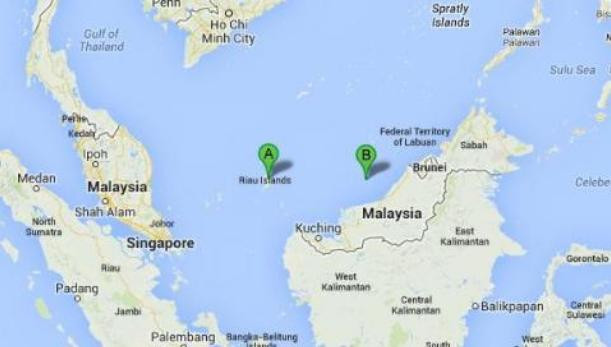 Quần đảo Riau (hình A) - Trung Quốc vẽ bậy "đường lưỡi bò" lấn tới tận khu vực này.