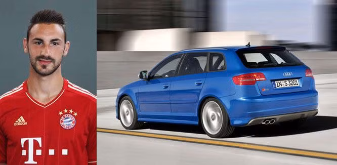 Hậu vệ Diego Contento sở hữu chiếc Audi RS3 thể thao màu xanh ngọc