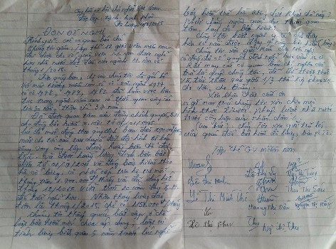 Đơn trình bày của các giáo viên mầm non huyện Đô Lương về mức hưởng lương bảo hiểm quá thấp (ảnh Xuân Hòa) Đơn trình bày của các giáo viên mầm non huyện Đô Lương về mức hưởng lương bảo hiểm quá thấp (ảnh Xuân Hòa)