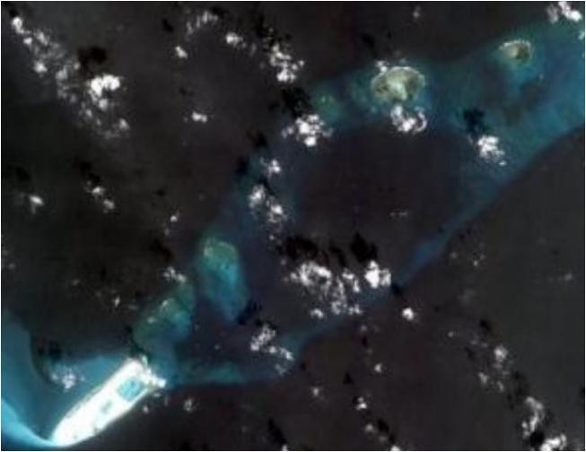 Hình ảnh đá Chữ Thập thuộc quần đảo Trường Sa của Việt Nam trên mạng "Quan sát" Trung Quốc ngày 15 tháng 1 năm 2015