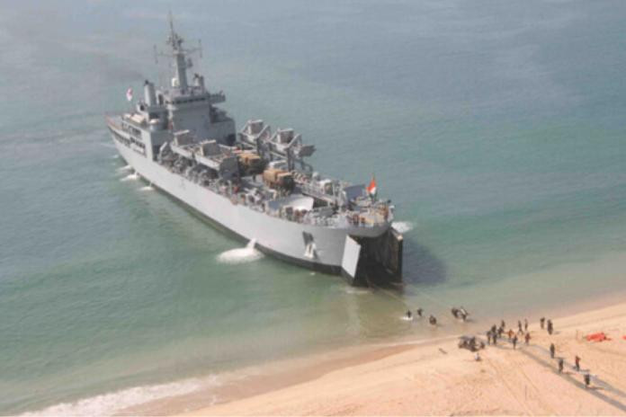 Tàu đổ bộ xe tăng INS Airavat L24 Hải quân Ấn Độ. Nguồn ảnh: 81.cn Tàu đổ bộ xe tăng INS Airavat L24 Hải quân Ấn Độ. Nguồn ảnh: 81.cn