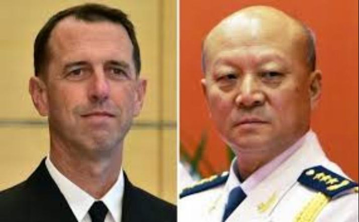 Tư lệnh Hải quân Trung Quốc Ngô Thắng Lợi và Tham mưu trưởng Hải quân Mỹ John Richardson vừa có cuộc điện đàm Tư lệnh Hải quân Trung Quốc Ngô Thắng Lợi và Tham mưu trưởng Hải quân Mỹ John Richardson vừa có cuộc điện đàm