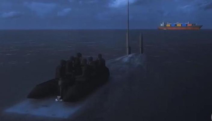 Thiết kế cửa trượt dọc thân tàu làm cho nó có khả năng mang và thả các tàu đệm hơi dùng cho lực lượng tác chiến đặc biệt Thiết kế cửa trượt dọc thân tàu làm cho nó có khả năng mang và thả các tàu đệm hơi dùng cho lực lượng tác chiến đặc biệt