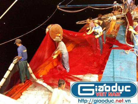 Được chỉ huy bởi một người là cựu lính hải quân nên mọi thuyền viên hoạt động trên tàu cá NA 90567 TS đều được giao nhiệm vụ cụ thể trong những lần ra khơi đánh bắt (ảnh Xuân Hòa) Được chỉ huy bởi một người là cựu lính hải quân nên mọi thuyền viên hoạt động trên tàu cá NA 90567 TS đều được giao nhiệm vụ cụ thể trong những lần ra khơi đánh bắt (ảnh Xuân Hòa)