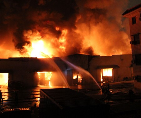 Hiện trường vụ cháy. Ảnh: THX/TTXVN Hiện trường vụ cháy. Ảnh: THX/TTXVN