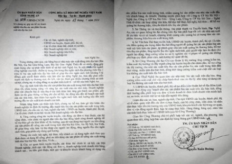 Để ủng hộ các công ty bia có nhà máy chi nhánh sản xuất tại Nghệ An thì UBND tỉnh Nghệ An đã có công văn số 5290 gửi các ban ngành, đơn vị trong tỉnh này ưu tiên dùng sản phẩm của các công ty bia này Để ủng hộ các công ty bia có nhà máy chi nhánh sản xuất tại Nghệ An thì UBND tỉnh Nghệ An đã có công văn số 5290 gửi các ban ngành, đơn vị trong tỉnh này ưu tiên dùng sản phẩm của các công ty bia này