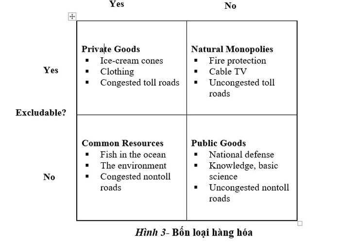 Hình 3- Bốn loại hàng hóa.