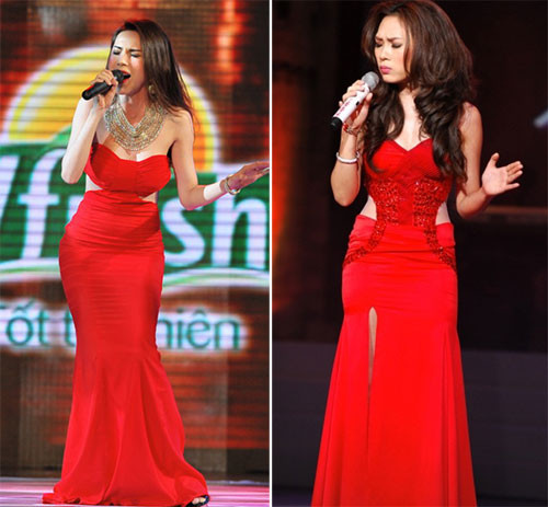 Thủy Tiên và Mỹ Tâm phiêu trên sân khấu với bộ váy đỏ cut-out bên hông, giúp vòng eo của 2 người đẹp trông nhỏ nhắn hơn rất nhiều. Thủy Tiên và Mỹ Tâm phiêu trên sân khấu với bộ váy đỏ cut-out bên hông, giúp vòng eo của 2 người đẹp trông nhỏ nhắn hơn rất nhiều.
