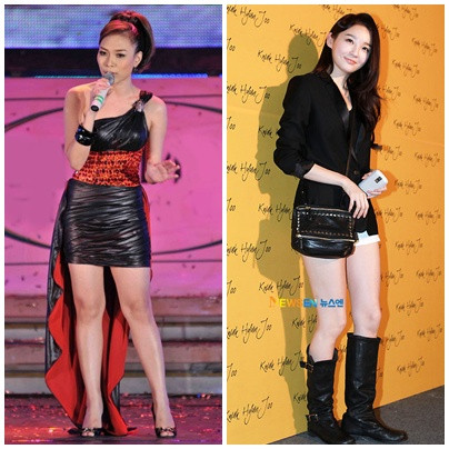 Mỹ Tâm quyến rũ với đầm đen trên sân khấu, trong khi đó, cũng là đầm đen, Kang Min Kyung có cách "biến thiên" style rất hay.