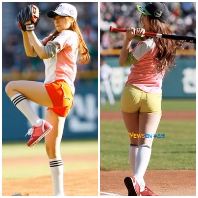 Hai cô nàng nhóm Girl' Day rất sport với chiếc quần short ngắn .