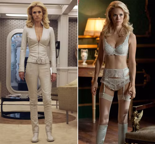 January Jones (X-Men: First Class, 2011): Đạo diễn bộ phim không quên việc sử dụng tối đa nét đẹp cơ thể của nữ diễn viên January Jones