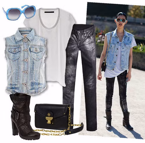 Một cô nàng bụi phủi trên đường phố.