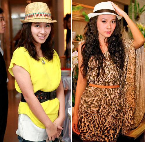 Khánh Linh và Dương Yến Ngọc cá tính với mũ phớt vàng và trắng.