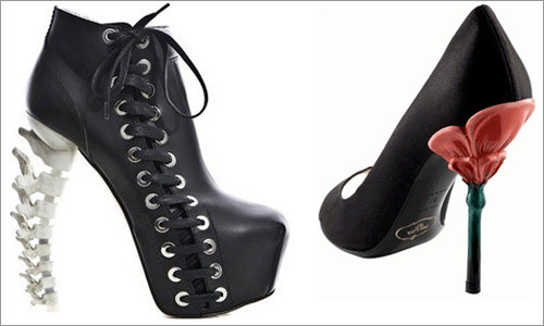 Bốt da đen với gót hình mẩu xương sống của Dsquared thật ngổ ngáo. Đôi giầy đen với gót hình đóa hoa quyến rũ của Prada rất xứng với các bữa tiệc long trọng. Bốt da đen với gót hình mẩu xương sống của Dsquared thật ngổ ngáo. Đôi giầy đen với gót hình đóa hoa quyến rũ của Prada rất xứng với các bữa tiệc long trọng.