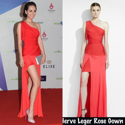 Nổi bật trên thảm đỏ với đầm xẻ vạt của Herve Leger và giày Christian Louboutin. Nổi bật trên thảm đỏ với đầm xẻ vạt của Herve Leger và giày Christian Louboutin.