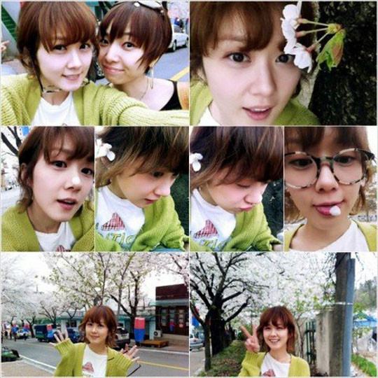 Jang Na Ra tự sướng với hoa. Jang Na Ra tự sướng với hoa.