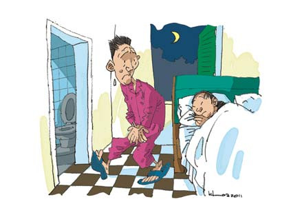 Tiểu đêm: Theo ước tính của Tổ chức chăm sóc giấc ngủ Mỹ, 65% người già bị mất ngủ do chứng tiểu đêm. Triệu chứng của bệnh là liên tục trở mình và đi tiểu nhiều lần. Một số người sau khi tỉnh giấc không thể ngủ trở lại, một số khác có giấc ngủ chập chờn nhưng không tỉnh hẳn. Tiểu đêm: Theo ước tính của Tổ chức chăm sóc giấc ngủ Mỹ, 65% người già bị mất ngủ do chứng tiểu đêm. Triệu chứng của bệnh là liên tục trở mình và đi tiểu nhiều lần. Một số người sau khi tỉnh giấc không thể ngủ trở lại, một số khác có giấc ngủ chập chờn nhưng không tỉnh hẳn.