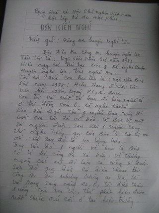 Đơn kiến nghị của gia đình nạn nhân Ngô Văn Binh Đơn kiến nghị của gia đình nạn nhân Ngô Văn Binh