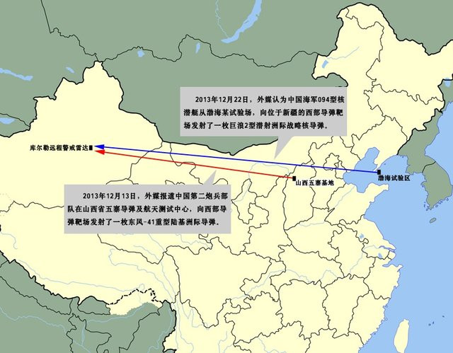 Cùng với bắn thử tên lửa DF-41, Trung Quốc cũng được cho là vừa bắn thử tên lửa xuyên lục địa JL-2 từ tàu ngầm ở biển Bột Hải, vùng biển phía bắc nước này. Cùng với bắn thử tên lửa DF-41, Trung Quốc cũng được cho là vừa bắn thử tên lửa xuyên lục địa JL-2 từ tàu ngầm ở biển Bột Hải, vùng biển phía bắc nước này.
