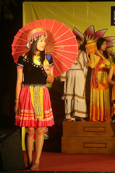 Trang phục dân tộc Việt Nam rực rỡ dưới ánh mắt của các bạn sinh viên.