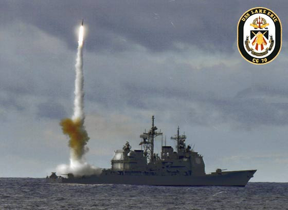 Tàu tuần dương Aegis USS Lake Erie (CG-70) phóng tên lửa Standard-3 Tàu tuần dương Aegis USS Lake Erie (CG-70) phóng tên lửa Standard-3