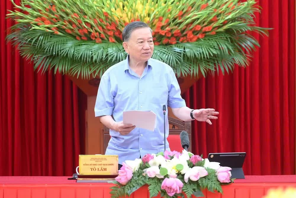 Tổng Bí thư, Chủ tịch nước Tô Lâm phát biểu tại cuộc làm việc.
