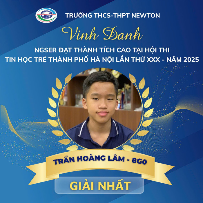 Trần Hoàng Lâm (lớp 8G0) xuất sắc giành giải Nhât tại chung kết Hội thi Tin học trẻ thành phố Hà Nội năm 2025. 9276e59b5ba5effbb6b4.jpg