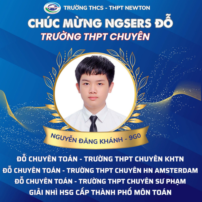 Nhiều học sinh Newton cùng lúc đỗ cả 3 nguyện vọng vào các trường trung học phổ thông chuyên top đầu Hà Nội. f68e6d95-c54e-4733-93d8-0d11a6a4c59e.jpg