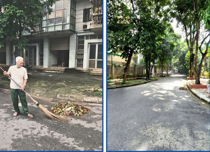 Ông Hoàng Liên An - người cựu chiến binh 19 năm cần mẫn dọn dẹp cho những nẻo đường quanh khu nhà sạch sẽ. Ảnh: Tác giả cung cấp anh-1-1876-960.jpg