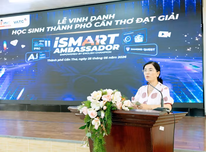Bà Trần Thị Huyền, Quyền Giám đốc Sở Giáo dục và Đào tạo Thành phố Cần Thơ phát biểu tại sự kiện.