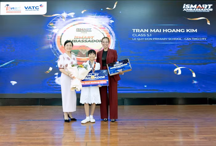 Giải Nhất iSMART Ambassador 2026 Khối 5 xướng tên em Trần Mai Hoàng Kim (Trường Tiểu học Lê Quý Đôn).