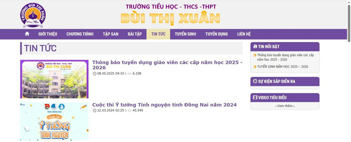 Tại các mục Trang chủ, Giới thiệu, Chương trình, Tập san, Bài tập, Tin tức, Tuyển sinh, Tuyển dụng, Liên hệ đều không hiển thị thông tin báo cáo thường niên. Ảnh chụp màn hình ngày 29/10. anh.jpg