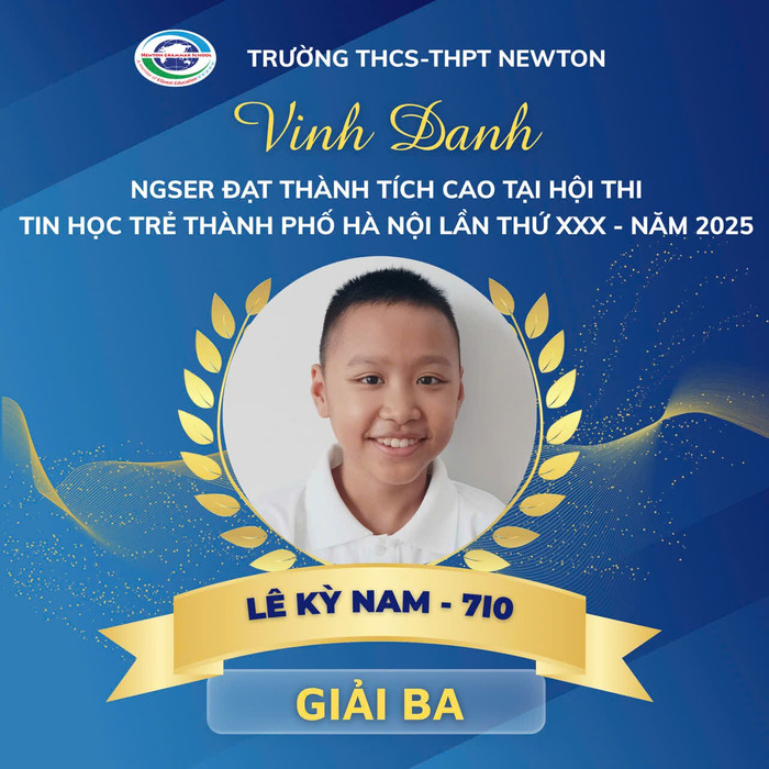 Trường Trung học cơ sở - Trung học phổ thông Newton vinh danh học sinh đạt giải Ba. 0cac32bf8c8138df6190.jpg