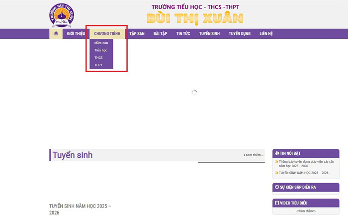 Trường Tiểu học - Trung học cơ sở - Trung học phổ thông Bùi Thị Xuân có chương trình đào tạo cho 4 bậc: Mầm non, Tiểu học, Trung học cơ sở và Trung học phổ thông. Ảnh chụp màn hình ngày 29/10. image-36-903.jpg