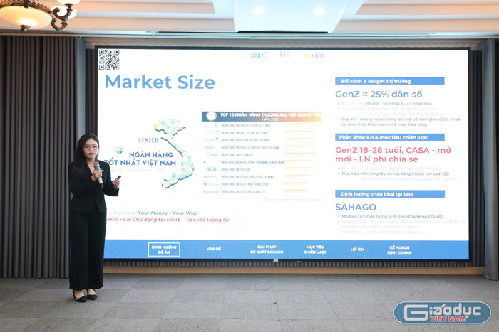 Em Hoàng Yến Nhi - sinh viên Đại học Kinh tế Quốc dân - Trưởng nhóm đạt giải Nhất cuộc thi.