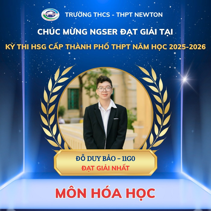 Em Đỗ Duy Bảo - học sinh lớp 11G0, Trường Trung học cơ sở - Trung học phổ thông Newton đạt giải Nhất môn Hóa học. 4.jpg