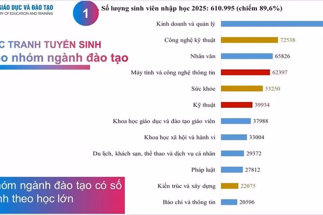 Bộ GDĐT công bố danh sách nhóm ngành có số thí sinh nhập học cao năm 2025