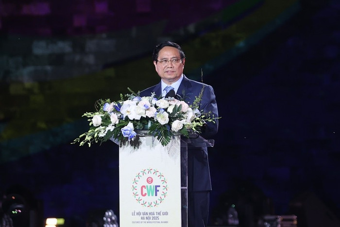 Thủ tướng Phạm Minh Chính phát biểu khai mạc Lễ hội Văn hóa Thế giới tại Hà Nội lần thứ nhất. Ảnh: VGP/Nhật Bắc. img2666-1760107964989206008652.jpg