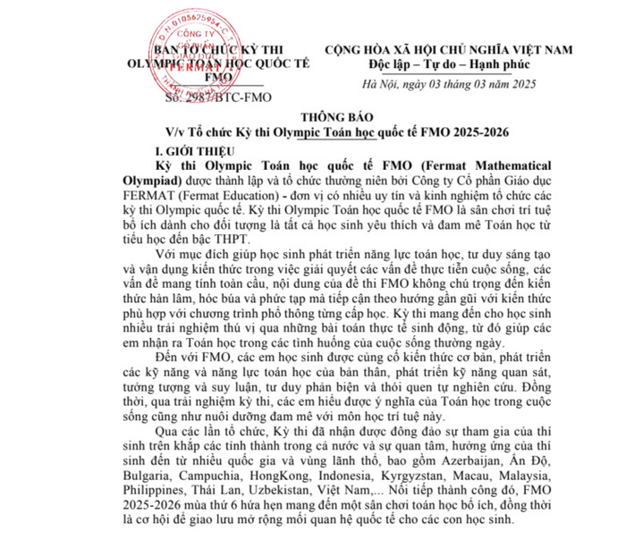 Ban Tổ chức giới thiệu về cuộc thi. Ảnh chụp màn hình. anh-thong-bao-5691-2686.jpg