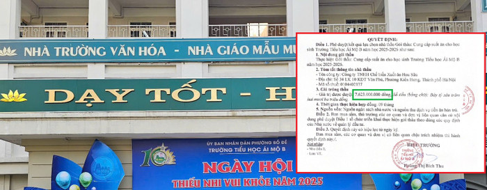 Công ty Trách nhiệm hữu hạn Chế biến xuất ăn Hoa Sữa trúng gói thầu hơn 7,6 tỷ đồng tại Trường Tiểu học Ái Mộ B.