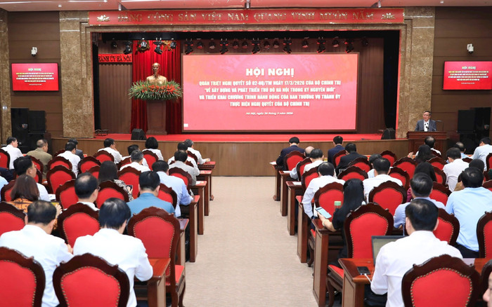 Quang cảnh Hội nghị quán triệt Nghị quyết tại điểm cầu Thành ủy. Ảnh: Hanoi.gov.vn